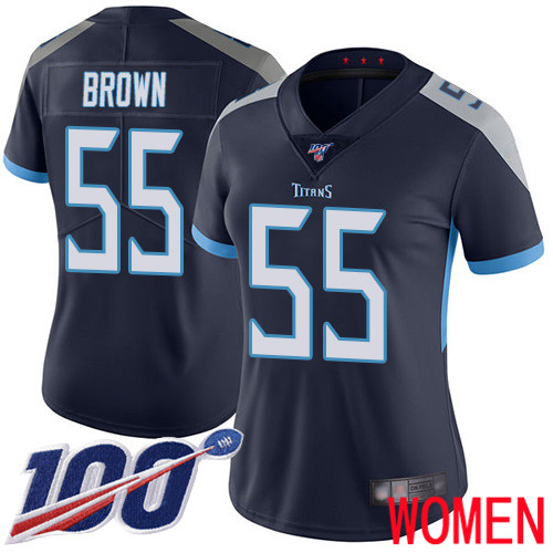 Tennessee Titans Limited Navy Blue Women Jayon Brown Home Jersey NFL Football #55 100th Season Vapor Untouchable->tennessee titans->NFL Jersey